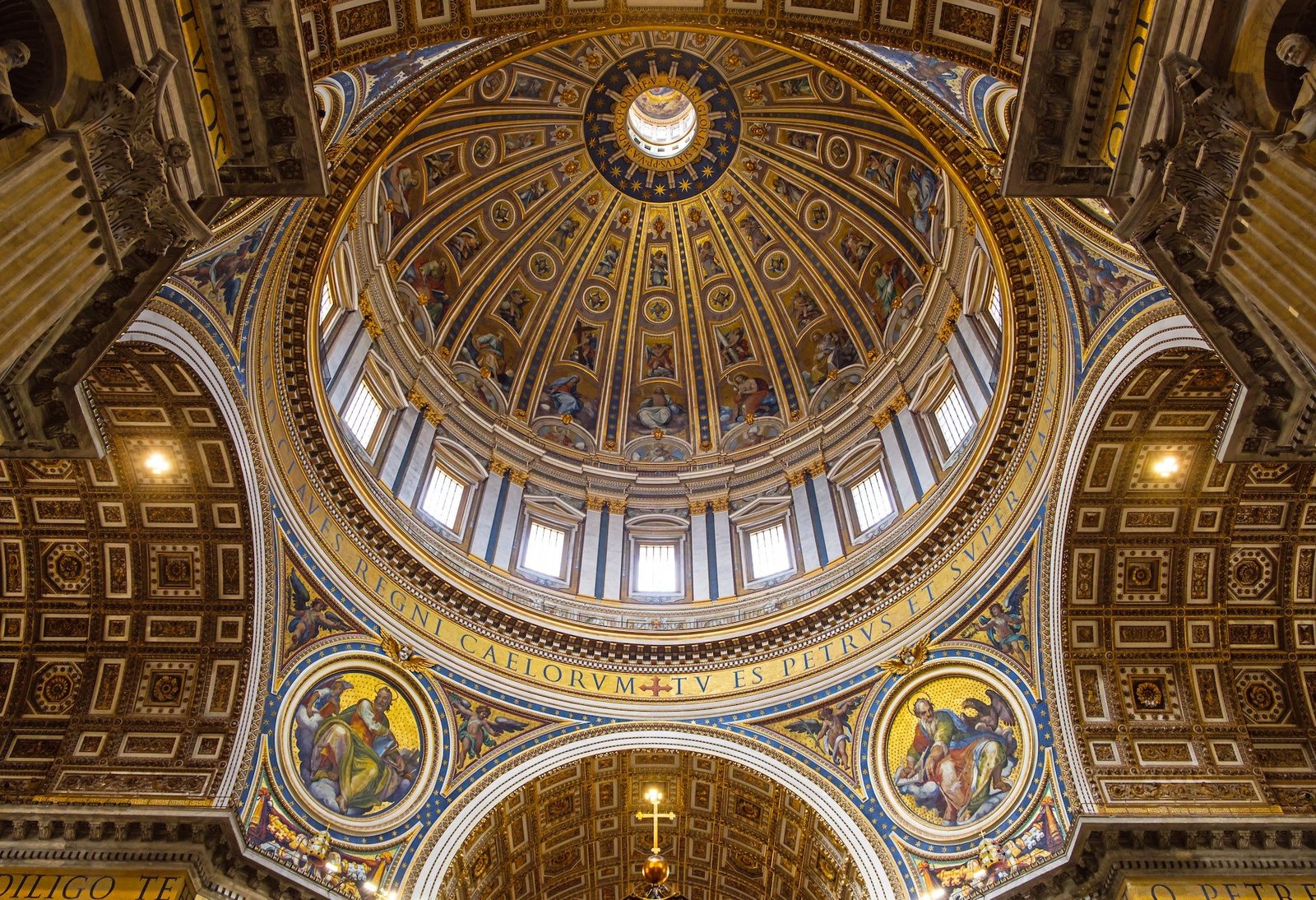 Detail of St Peters basilica cupola in Vatican from inside