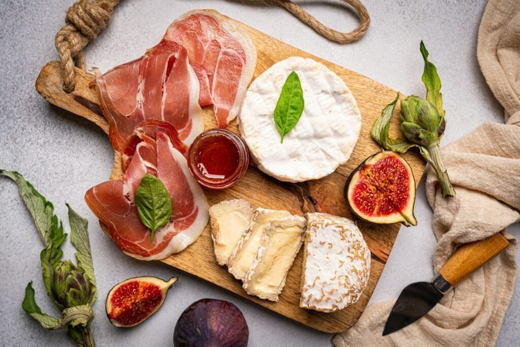 Brie or camembert cheese with figs